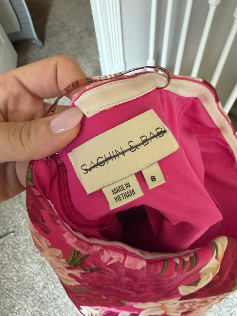 Sachin + Babi Strapless Floral Mini Dress in Fuchsia and Pink - Picture 9 of 9